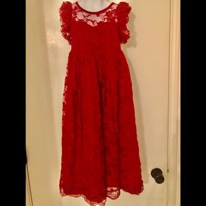 Girls Floor Length Red Special Occasion Dress.
